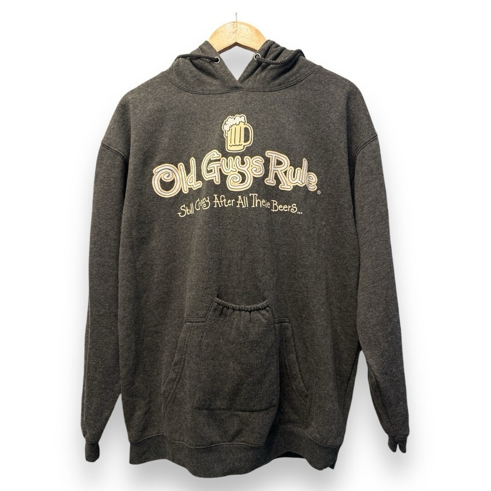 Old Guys Rule Mens Gray Still‎ Crazy After All These Beers Hoodie Sweatshirt M